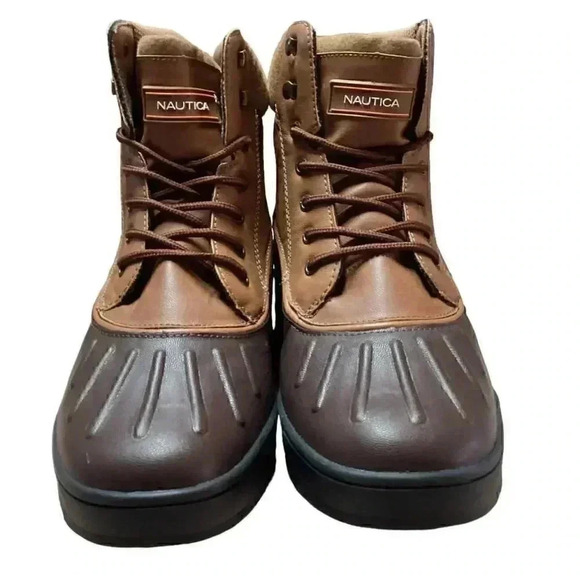Nautica Padden Mens 10 Waterproof Insulated Lace Up Duck Boots Brown Vegan NEW - Picture 2 of 8